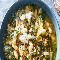 Pressure Cooker White Bean-Parmesan Soup image