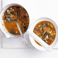 Spicy harissa, aubergine & chickpea soup image