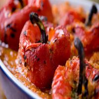 Gruyère-Stuffed Roasted Red Peppers With Raisins and Olives_image