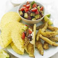Curried fish tacos with bean salad_image