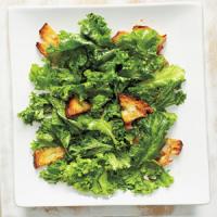 Mustard Greens Salad with Anchovy Croutons_image