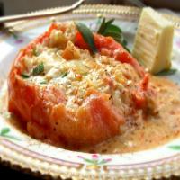 Tomatoes W/Crab & Camembert (5 Min Microwave & Done!) image
