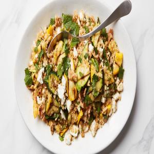 Grilled Zucchini and Bulgur Salad With Feta and Preserved-Lemon Dressing_image