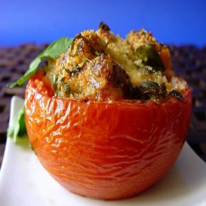 Baked Tomatoes Stuffed With Salmon, Garlic & Capers image