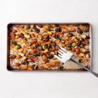 Maple-Roasted Brussels Sprouts and Rutabaga with Hazelnuts image