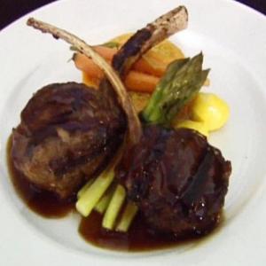Grilled Lamb Chops with a Butternut Squash Ring, Couscous, Asparagus image