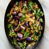 Sweet and Sour Eggplant With Garlic Chips_image