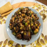 Fried Brussels Sprouts with Apple Reduction and Candied Pumpkin Seeds image