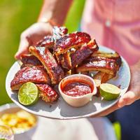 Fall-off-the-bone sticky barbecue ribs image