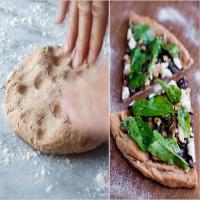 Pizza With Mushrooms, Goat Cheese, Arugula and Walnuts image