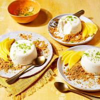 Coconut panna cotta with mango & ginger nuts image