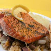 Slow-Roasted Salmon With Cabbage, Bacon & Dill_image