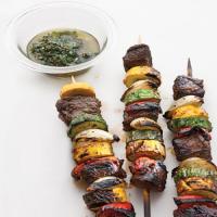 Sirloin and Summer-Vegetable Kebabs with Chimichurri image