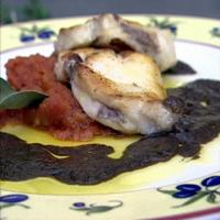 Monkfish with Olive Sauce and Tomato Compote image