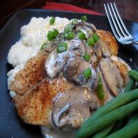 Spicy Grilled Tilapia W/ Creamy Grits or Rice and Mushroom Sauce image