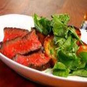 Grilled Rib Eye Steak with Romaine Marmalade and Watercress_image