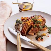 Grilled Salmon with Spicy Honey-Basil Sauce image