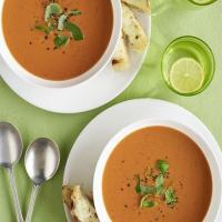 Quick tomato soup with cheesy garlic dippers image