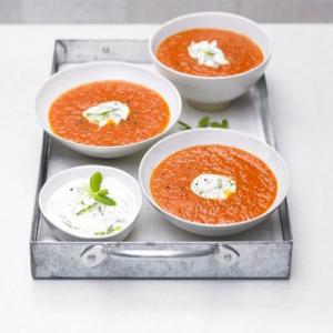Spicy pepper & tomato soup with cucumber yogurt_image