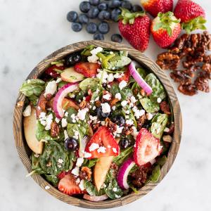 Mixed Berry Spinach Salad With Strawberry Balsamic Vinaigrette Dressing Recipe by Tasty_image