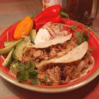 Shredded Carnitas Soft Shell Taco With Pepper Jack image