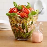 Summer Layered Salad with Grilled Chicken and Tomato Vinaigrette image