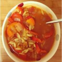 Spicy Red Pepper, Chorizo and Orzo Soup_image