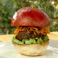 Sweet and Spicy Red Fez Burger with Marrakesh Carrot Salad and Chermoula Mayonnaise image