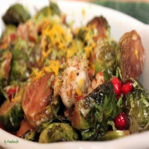 Roasted Brussels Sprouts with Pomegranates & Vanilla-Pecan Butter Recipe - (4.4/5) image
