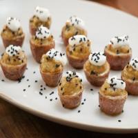 Roasted Baby Potatoes with Eggplant Caviar and Creme Fraiche_image