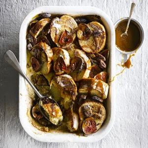 Caramelised figgy bread & butter pudding_image