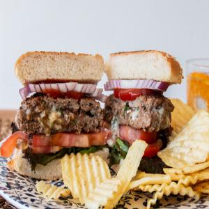 Bacon and Roquefort Stuffed Burgers image
