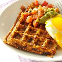 Spicy Hash Brown Waffles with Fried Eggs image
