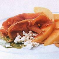 Cantaloupe and Prosciutto with Basil Oil image