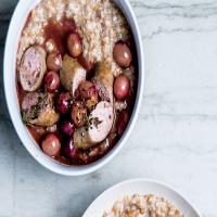 Alt-Grain Porridge With Sausages and Grapes image