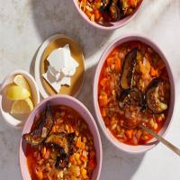 Lentil and Orzo Stew With Roasted Eggplant image