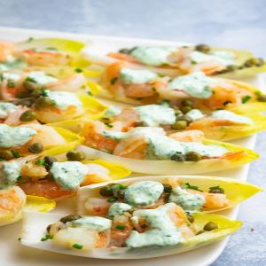 Seared Shrimp In Endive Cups With Creamy Parsley Sauce - Giadzy_image