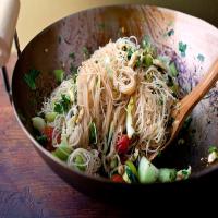 Stir-Fried Rice Stick Noodles With Bok Choy and Cherry Tomatoes image