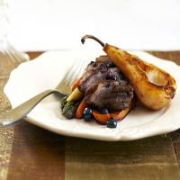Tea-Smoked Duck Breast with Pears and Blueberry Jus_image