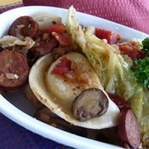 Cabbage, Polish Sausage, and Pierogies image