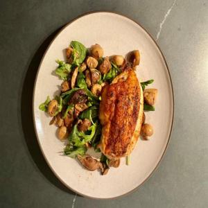 Crispy-Skin Chicken Breasts with Warm Mushroom Salad_image