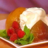Vanilla Poached Peaches with Whipped Minted Yogurt image