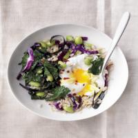Poached Egg with Rice and Edamame_image