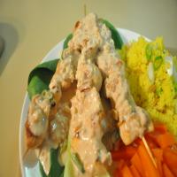 Crocodile or Chicken Skewers With Cashew Nut Satay image