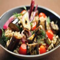 Farro Salad with Grilled Eggplant, Tomatoes and Onion_image