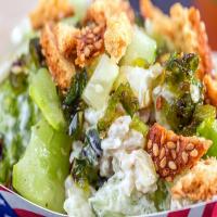 Spicy Smashed Cucumbers With Lime, Honey and Croutons_image