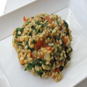 Creamy Barley With Tomatoes and Greens image