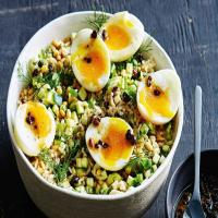 Middle Eastern brown rice and soft-boiled egg salad_image
