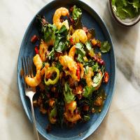 Seared Shrimp With Chard, Chiles and Ginger image