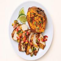 Grilled Chicken and Sweet Potatoes with Strawberry Salsa_image